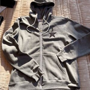 Hamilton Gray Hoodie with White Drawstrings
